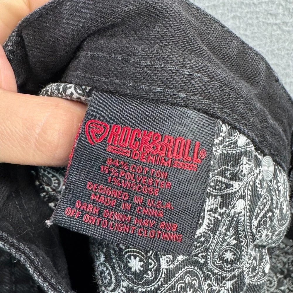 Rock & Roll Cowboy Jeans Mens 30x34 (Fits 30x32) Black Revolver Slim Straight